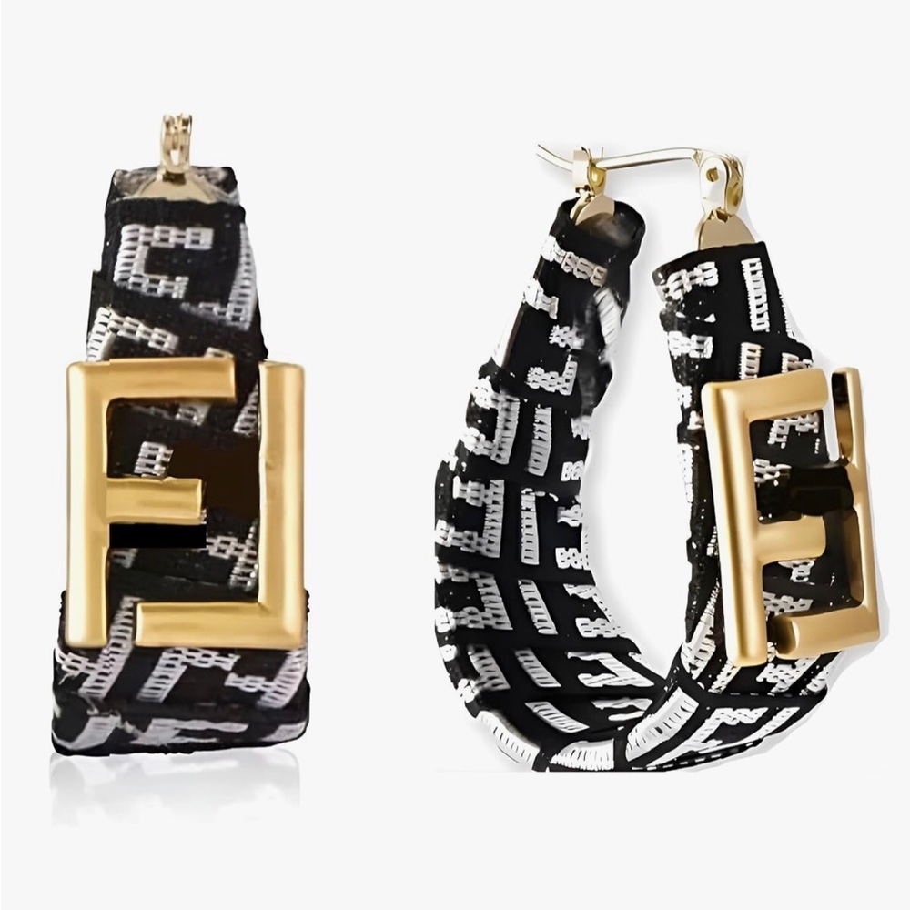 Gold and Black vintage Hoop Earrings